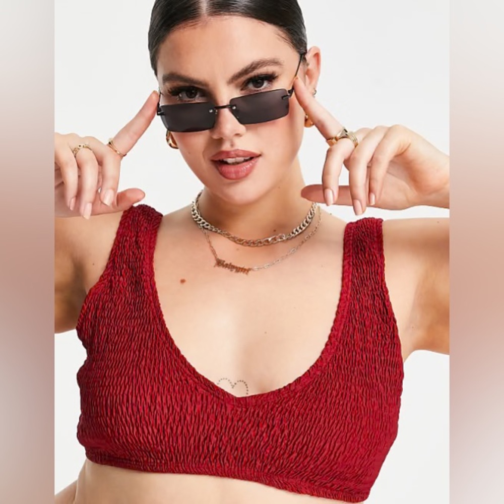ASOS Missguided Plus Rust crinkle bikini top size 18 NEW